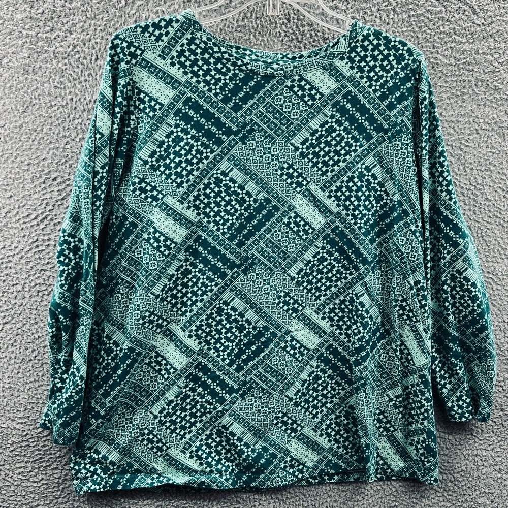 Women Boho Tunic Top 18/20 Geometric Patchwork Lagenlook Artsy Relaxed Oversized